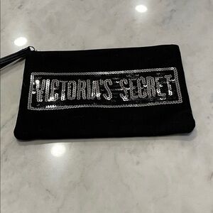 Victoria's Secret Black Pouch with Silver Sequins
